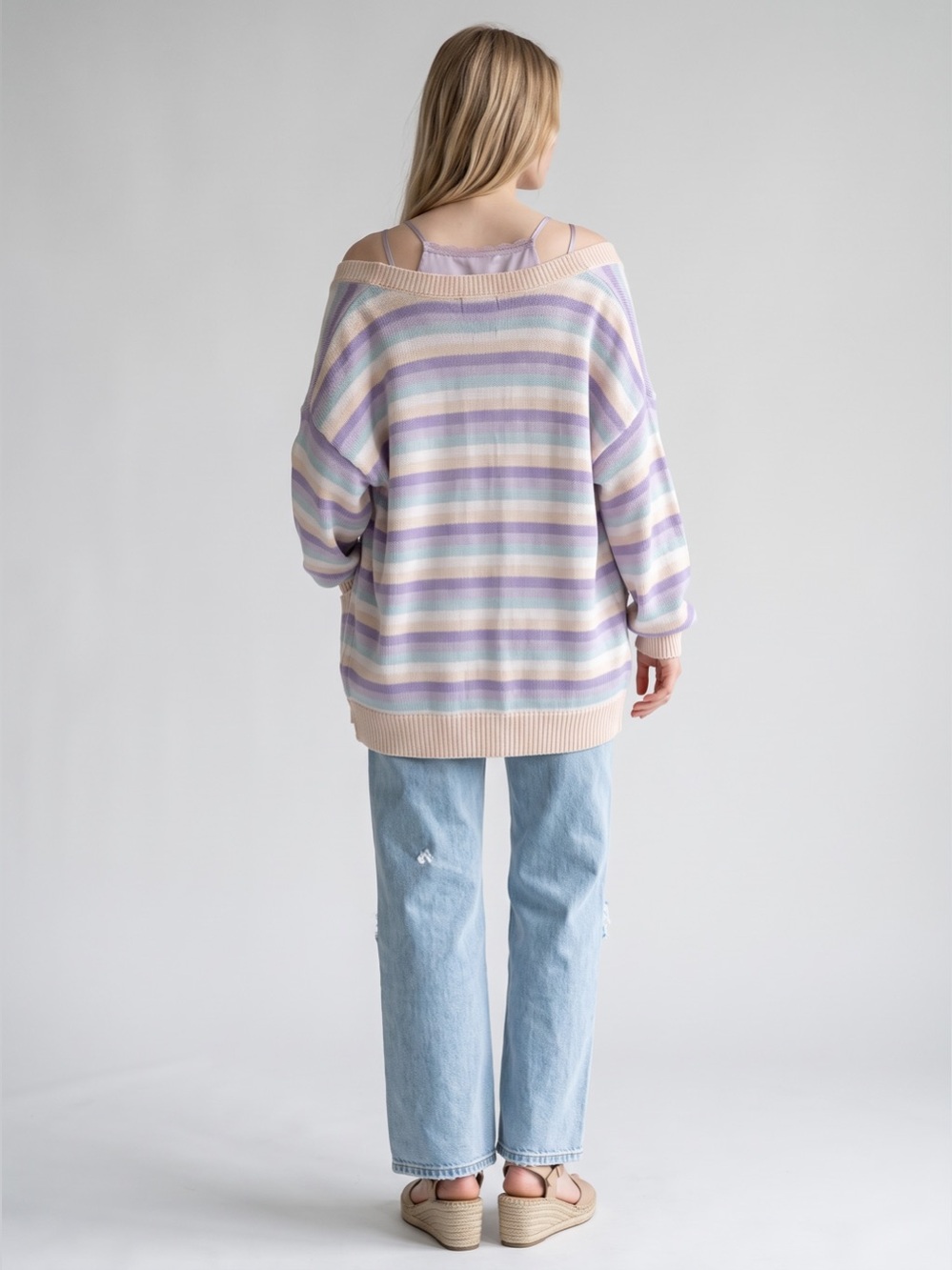 Le Lis Pastel Striped Cardigan - Picture 6 of 9